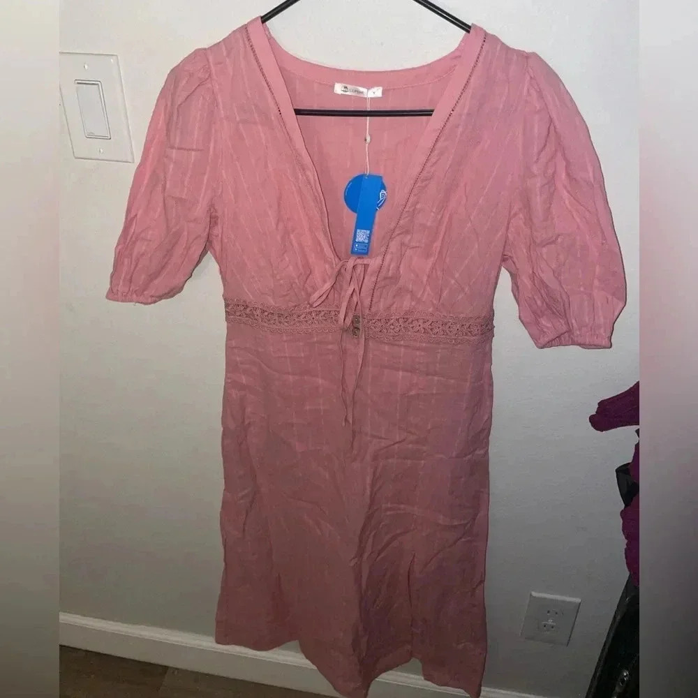 NWT Cupshe women's puff sleeve a-line dress size Medium - Picture 2 of 6